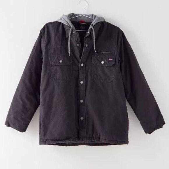 Vintage Y2K Men’s Dickies Hooded Canvas Gray Jacket Size Medium Chore Work Coat